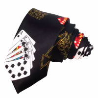Stropdas- Speelkaarten- Zwart- Klaverjassen