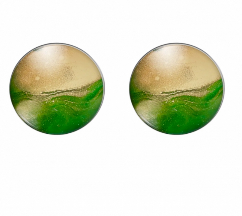 Clip Oorbellen-Groen-Geel-2 cm