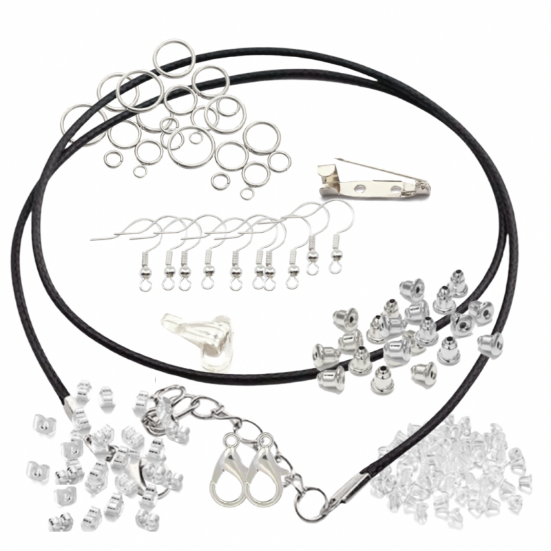 100-Delig set- Zilverkleur-Zwart-sieraden maken
