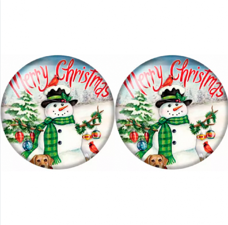 Kerst oorbellen- Sneeuwpop- 12 mm- steker