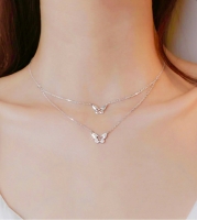Zilveren ketting met vlinders 50 cm