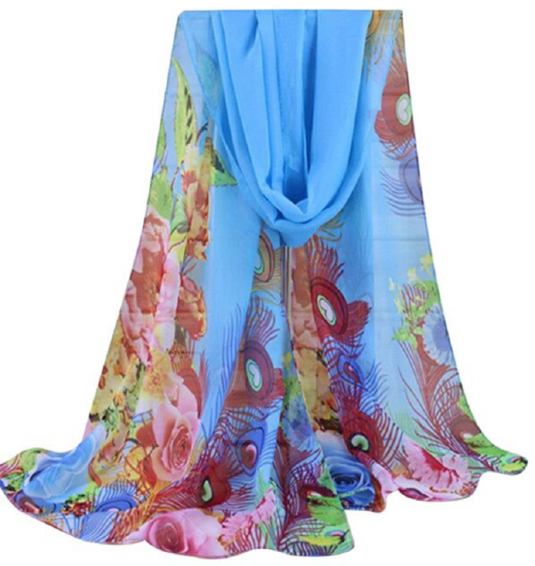 sjaal blauw 140x45 cm polyester