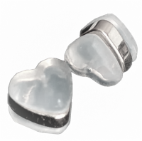 8 luxe silicone oorbelachterkantjes hart zilverkleur