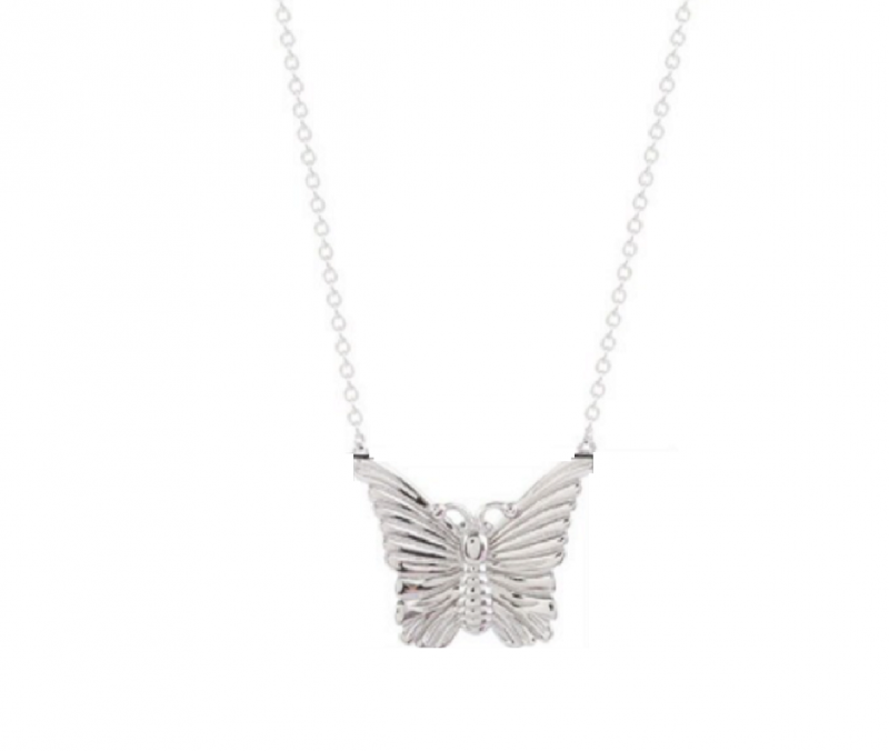 Zilveren halsketting met vlinder