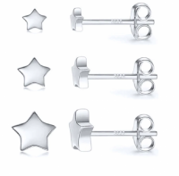 3 Zilveren minimalistische oorbellen sterren