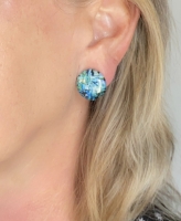 Clip oorbellen olie  blauw groen 2 cm