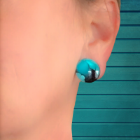 Clip oorbellen turquoise gevlekt 20 mm