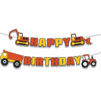 Verjaardag slinger vrachtauto- tractor-kraan-shovel