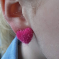 Clip oorbellen pluche hartje midden - roze