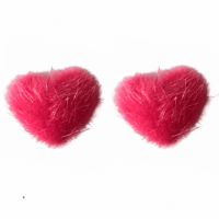 Clip oorbellen hart pluche