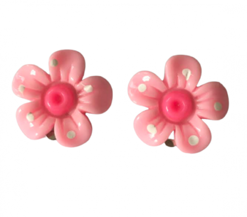 Clip oorbellen licht roze bloem kinderen