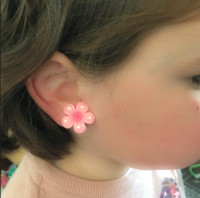 Clip oorbellen licht roze bloem kinderen