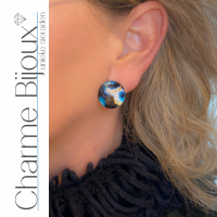 Clip oorbellen blauw Texel  2 cm