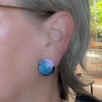 Clip oorbellen blauw roze