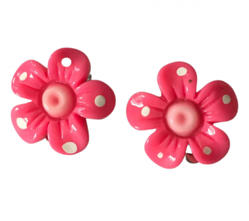 Clip oorbellen midden roze bloem kinderen