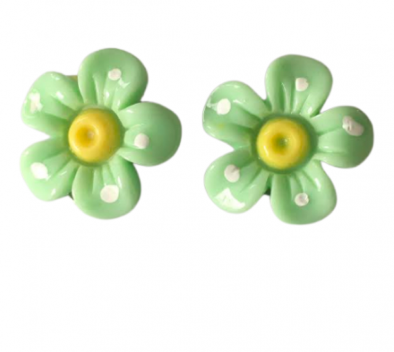 Clip oorbellen groen bloem kinderen