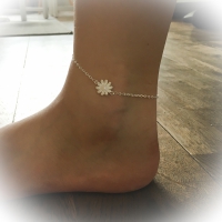 Zilver-Enkelkettinkje-Witte Daisy- 17 cm