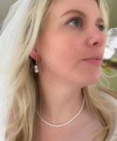 Zilveren oorbellen Ivoor parel strass Odelia