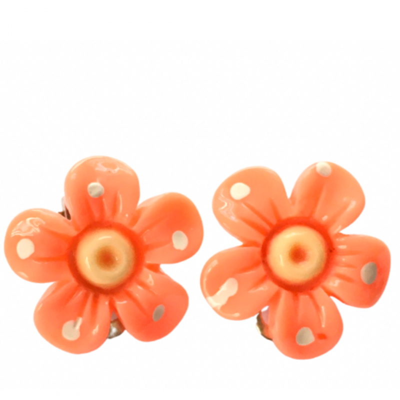 Clip oorbellen oranje bloem kinderen