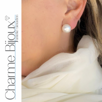 Clip oorbellen parel wit-14 mm