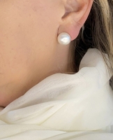 Clip oorbellen parel wit 14 mm
