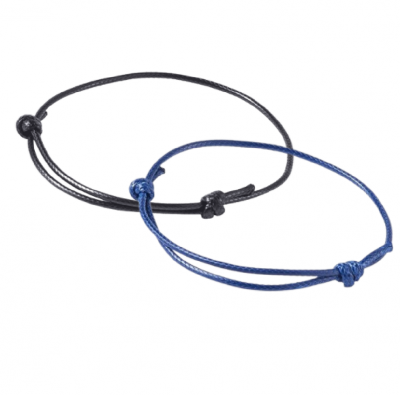 2 schuifkoord armband blauw zwart 17 -21 cm