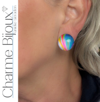 Clip oorbellen Vrolijke kleuren  2cm blauw