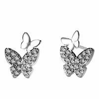 Zilveren  oorbellen  twee vlinder