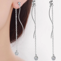 Zilveren lange oorbellen 8 cm  Zirkonia