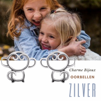 Aapje oorbellen  3.5 mm zilver
