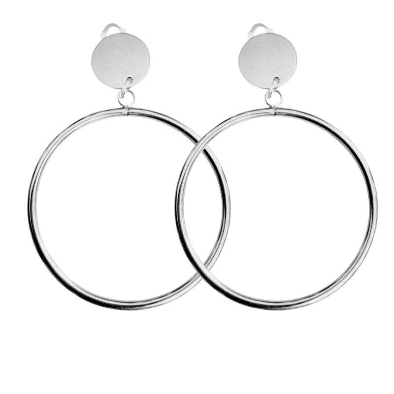 Clip oorringen Zilverkleurig 6.5 cm Clip oorringen Zilverkleurig 6.5 cm