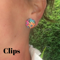 Clip oorbellen-Bloemen-Gekleurd-2 cm-Rond-Geen gaatjes