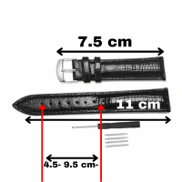 Lak Horlogeband- Zwart- Croco- Leer-14 mm