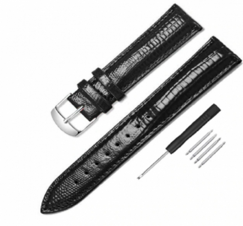 Lak Horlogeband- Zwart- Croco- Leer-14 mm