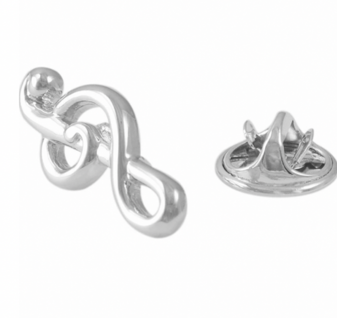 Broche G Sleutel zilverkleur