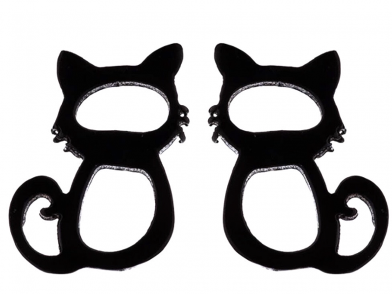 Oorbellen- Zwarte kat- Poes