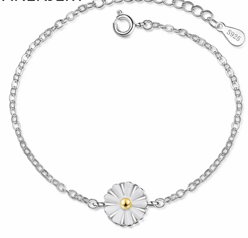 Armband Zilver daisy Madelief  16 tot 18 cm