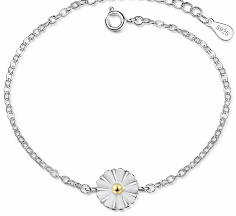 Armband Zilver daisy Madelief  16 tot 18 cm