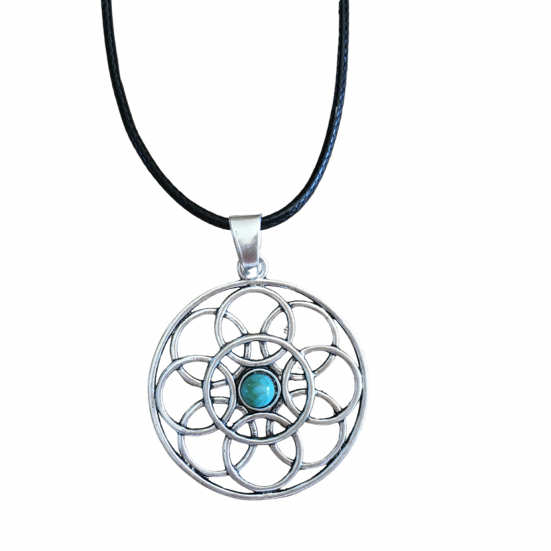 Ketting Turquoise zilverkleur 70 cm