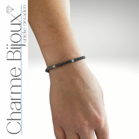 armband stretch zwart obsidiaan