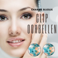 Clip Oorbellen- Groen Zalm bloem- 2 cm- Geen gaatje