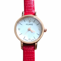 Horloge Huans rood croco bandje smalle pols