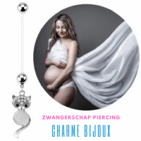 Zwangerschap piercing poesje Strass 4.5 cm