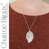 Ketting filigraan blad zilver