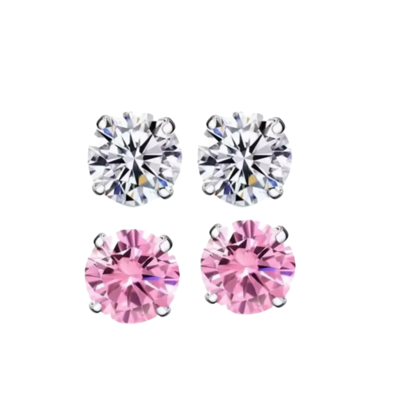 Magneetoorbellen 2 paar Wit licht roze  6 mm