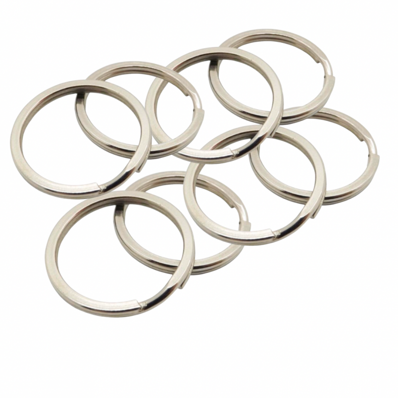10 sleutelhanger ringen 2.5 cm zilverkleur