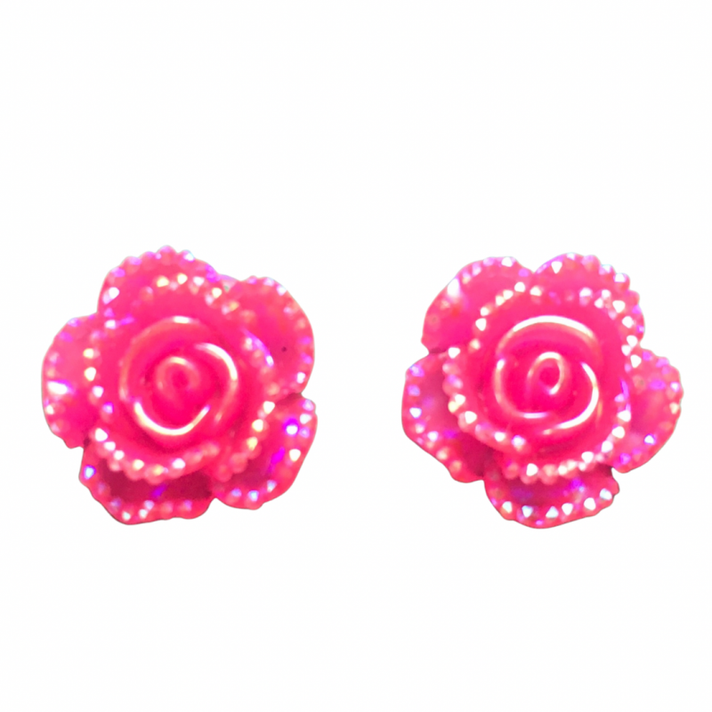 Clip oorbellen-Roze bloem-Elin