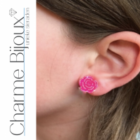Clip oorbellen-Roze bloem-Elin