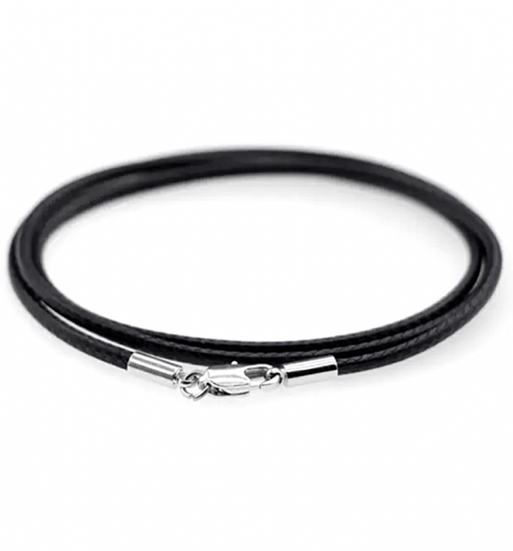 Basis luxe lederen Koord Ketting 45cm Zwart 2.5mm