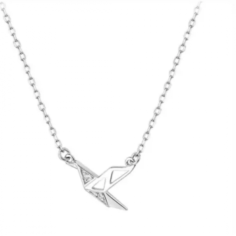 Zilver-Origami-Vogel-Ketting